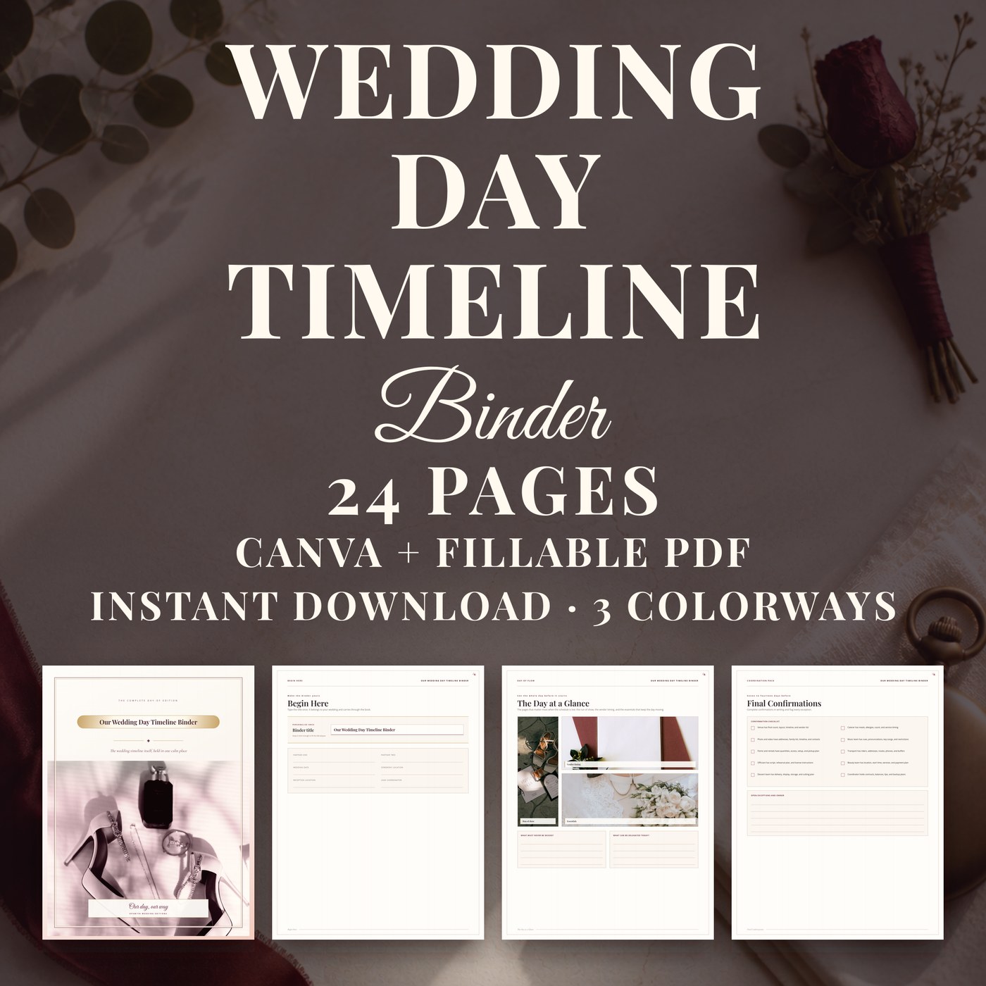 Wedding Day Timeline & Coordination Binder — listing hero