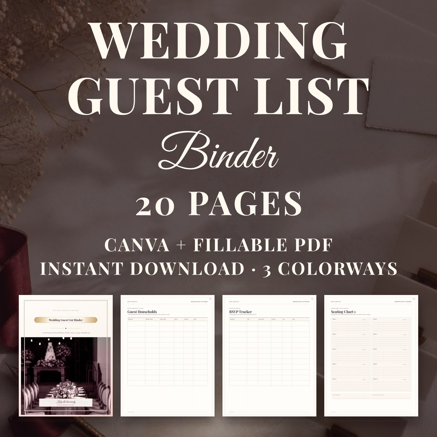 Wedding Guest List & RSVP Planner Binder — listing hero